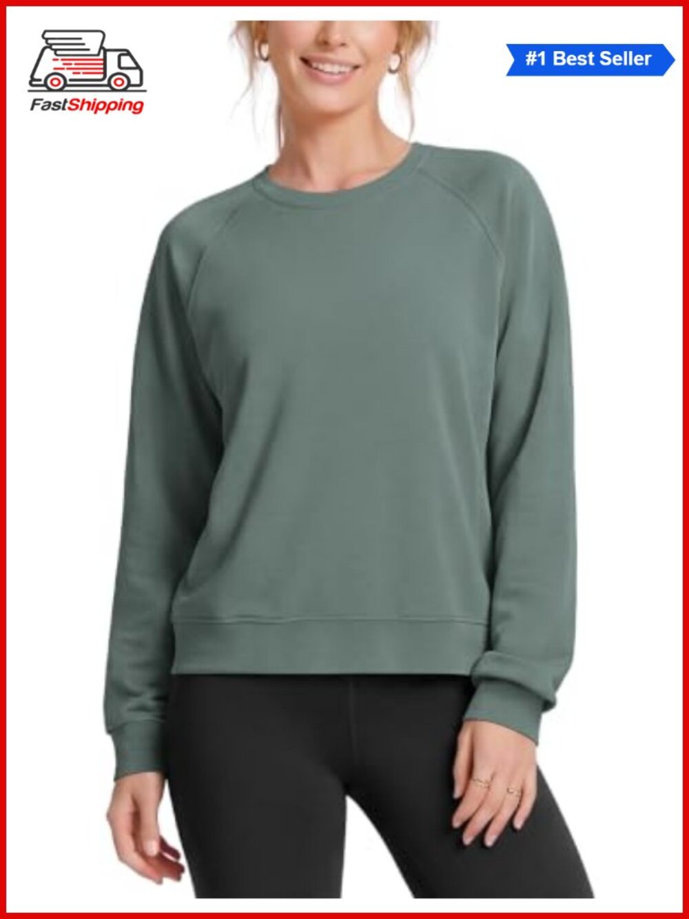 ✨ Oversized Modal Soft Raglan Long Sleeve Crewneck Sweatshirt Pullover Top